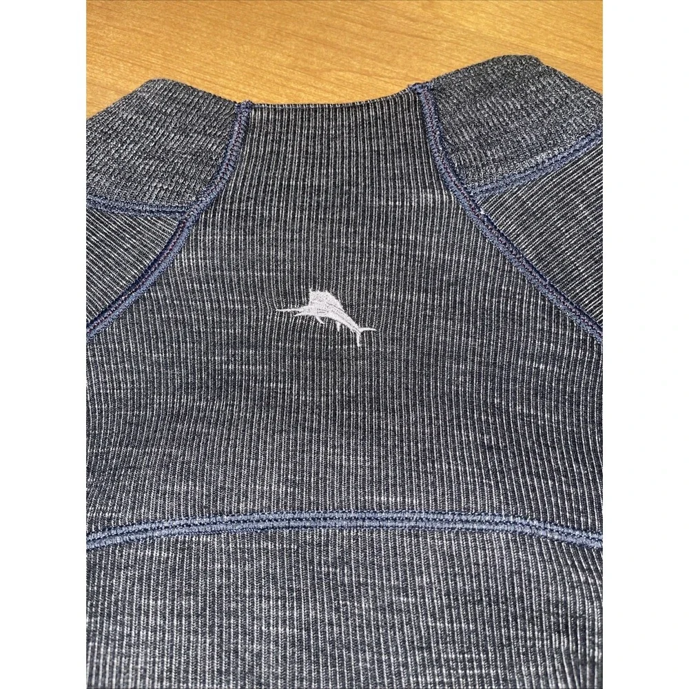 Tommy‎ Bahama Quarter Zip Sweater Men 2XL Gray Long Sleeve Logo Preppy
